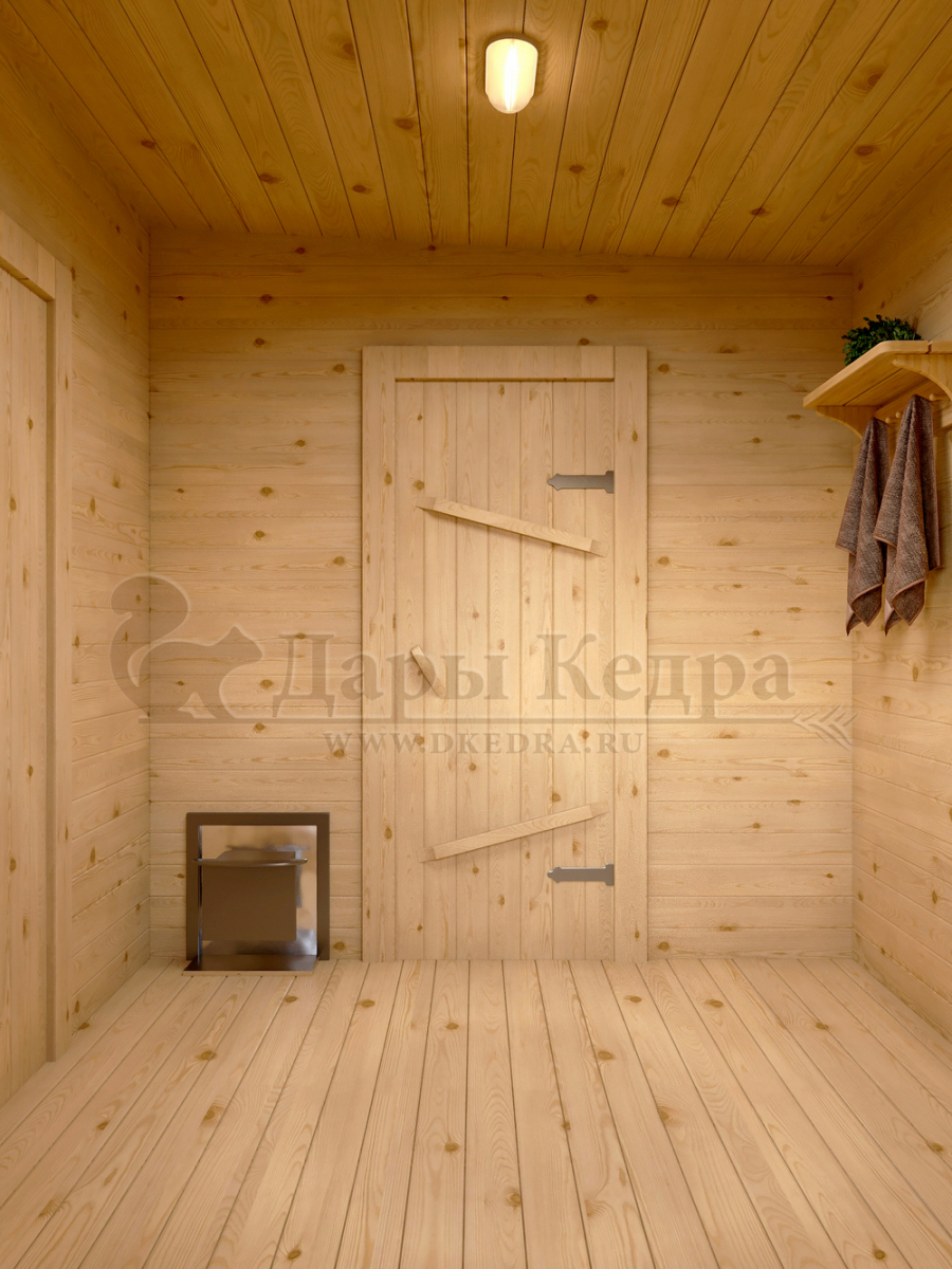 Каркасно-щитовая баня из кедра «Оптима» с верандой